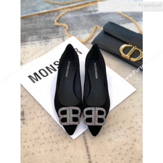 Balenciaga Crystal BB Velvet Pumps 4.5cm Black 2019 (XZG-9120324)