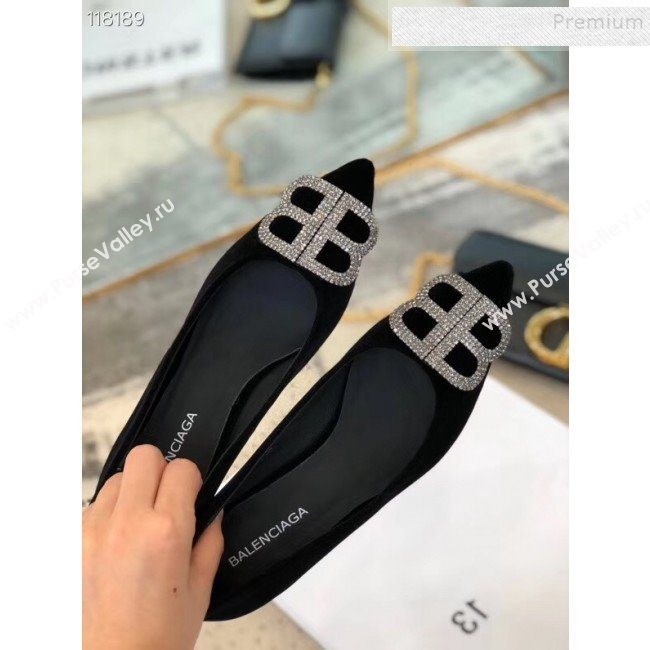 Balenciaga Crystal BB Velvet Pumps 4.5cm Black 2019 (XZG-9120324)