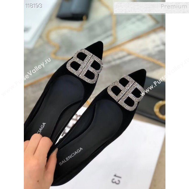 Balenciaga Crystal BB Velvet Pumps 6cm Black 2019 (XZG-9120325)