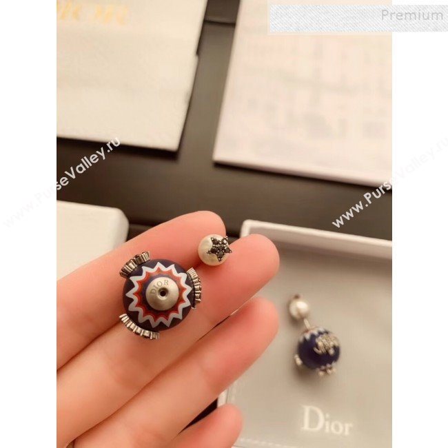 Dior Animal Charm Tribales Pearl Earrings Blue 2019 (YF-9120326)