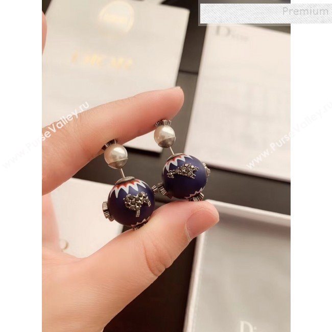 Dior Animal Charm Tribales Pearl Earrings Blue 2019 (YF-9120326)