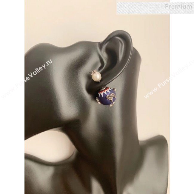 Dior Animal Charm Tribales Pearl Earrings Blue 2019 (YF-9120326)