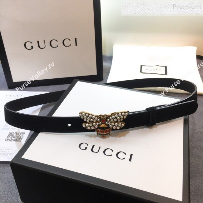 Gucci Queen Margaret Leather Belt 20mm Black 2019 (99-9120333)