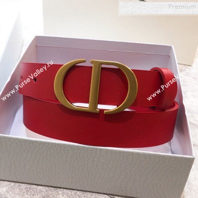 Dior Reversible Calfskin Belt 30mm with CD Buckle Red  (99-9120331)