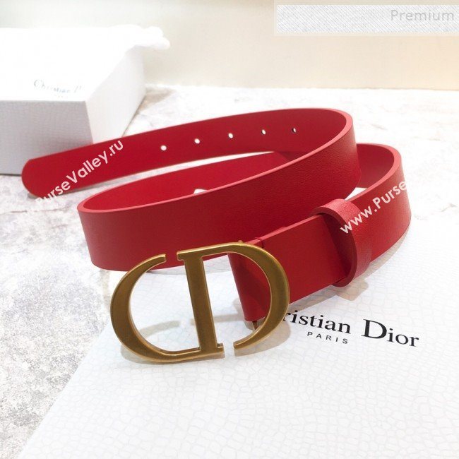 Dior Reversible Calfskin Belt 30mm with CD Buckle Red  (99-9120331)