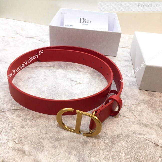 Dior Reversible Calfskin Belt 30mm with CD Buckle Red  (99-9120331)