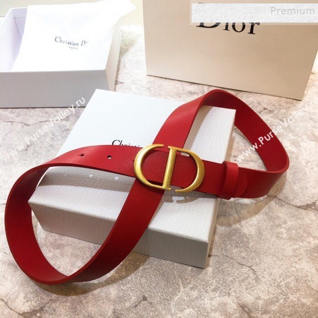 Dior Reversible Calfskin Belt 30mm with CD Buckle Red  (99-9120331)