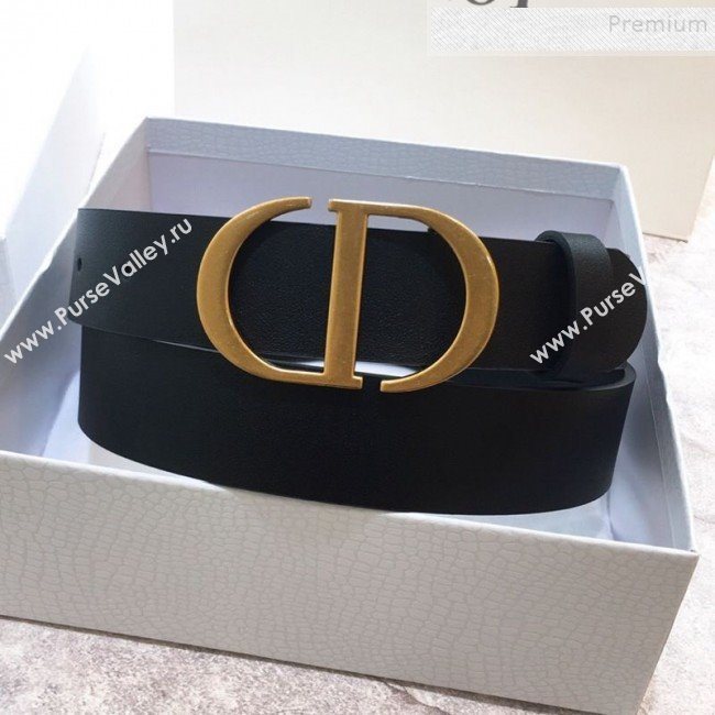 Dior Reversible Calfskin Belt 30mm with CD Buckle Black (99-9120332)