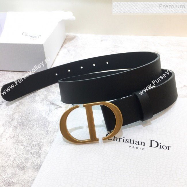 Dior Reversible Calfskin Belt 30mm with CD Buckle Black (99-9120332)