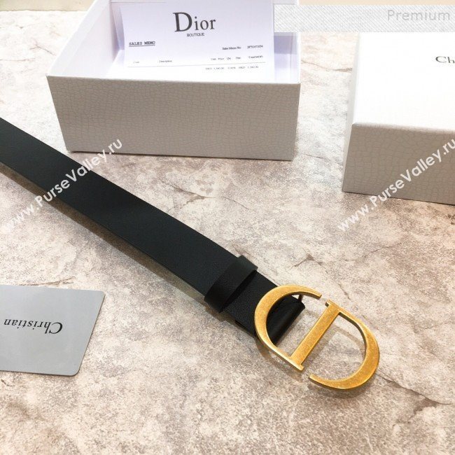 Dior Reversible Calfskin Belt 30mm with CD Buckle Black (99-9120332)