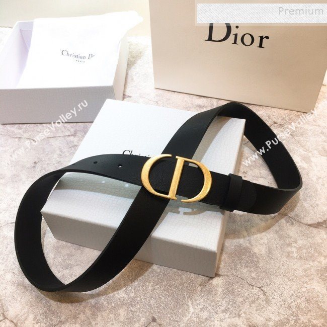 Dior Reversible Calfskin Belt 30mm with CD Buckle Black (99-9120332)