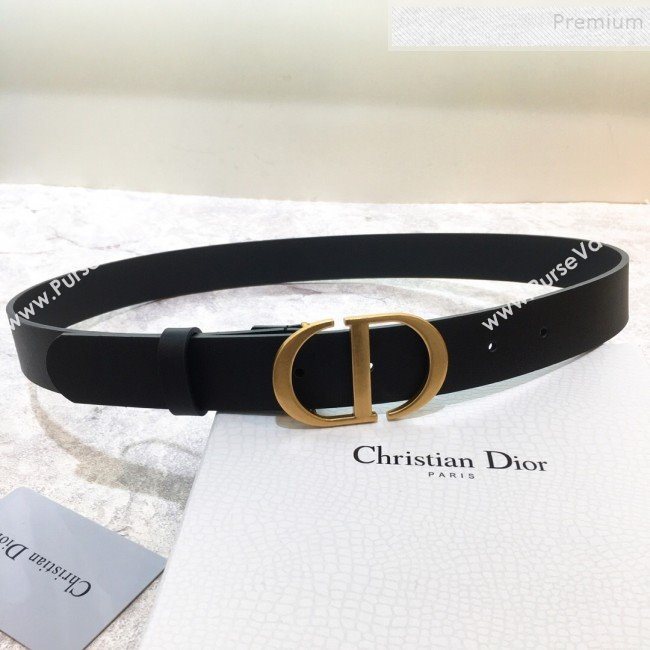 Dior Reversible Calfskin Belt 30mm with CD Buckle Black (99-9120332)