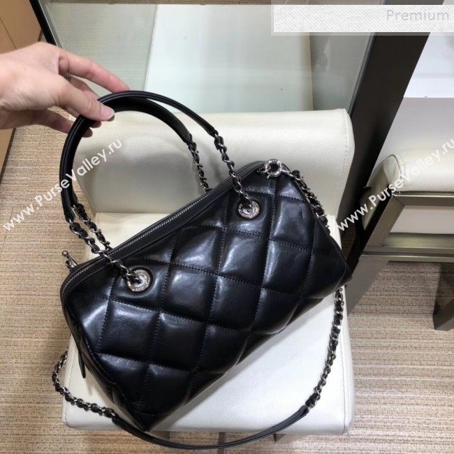 Chanel Quilted Calfskin Small Bowling Bag AS1321 Black/Silver 2019 (SMJD-9120401)