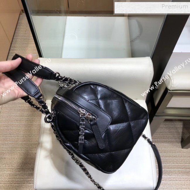 Chanel Quilted Calfskin Small Bowling Bag AS1321 Black/Silver 2019 (SMJD-9120401)