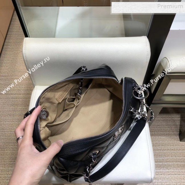 Chanel Quilted Calfskin Small Bowling Bag AS1321 Black/Silver 2019 (SMJD-9120401)
