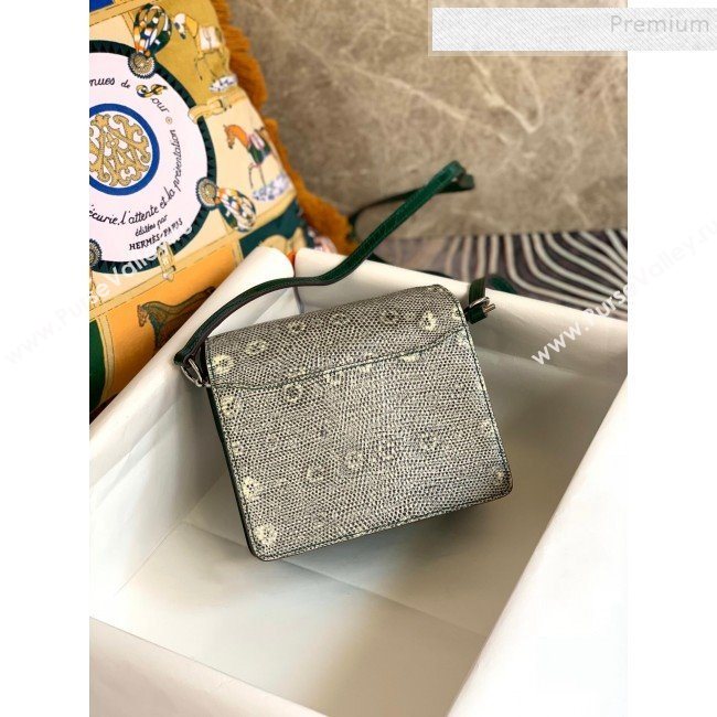 Hermes Sac Roulis 18cm Bag in Lizard and Crocodile Embossed Calf Leather Green 2019 (Half Handmade) (FLB-9120502)