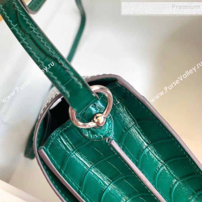 Hermes Sac Roulis 18cm Bag in Lizard and Crocodile Embossed Calf Leather Green 2019 (Half Handmade) (FLB-9120502)