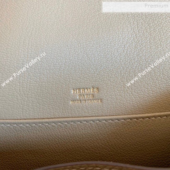 Hermes Sac Roulis 18cm Bag in Crocodile Embossed Calf Leather Beige 2019 (Half Handmade) (FLB-9120504)