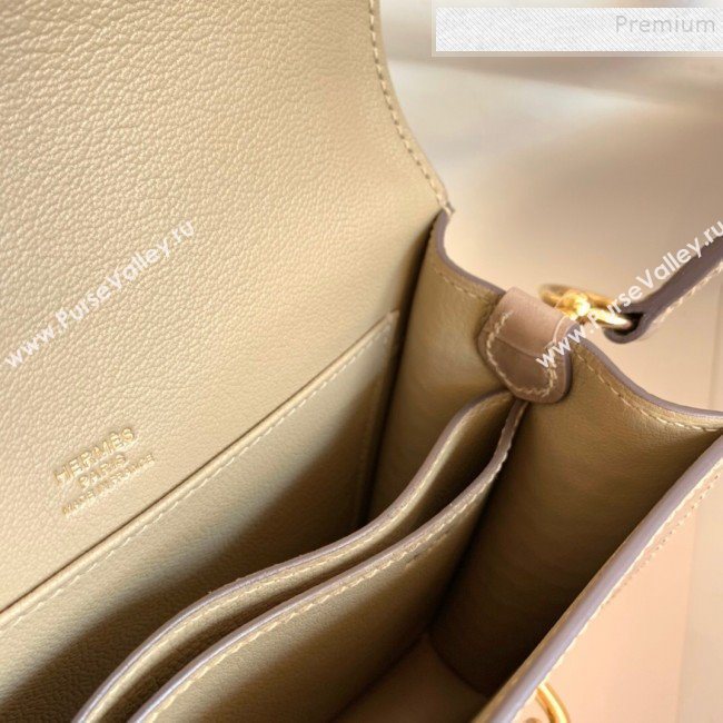 Hermes Sac Roulis 18cm Bag in Crocodile Embossed Calf Leather Beige 2019 (Half Handmade) (FLB-9120504)
