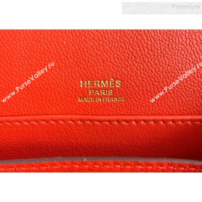 Hermes Sac Roulis 18cm Bag in Crocodile Embossed Calf Leather Red 2019 (Half Handmade) (FLB-9120505)