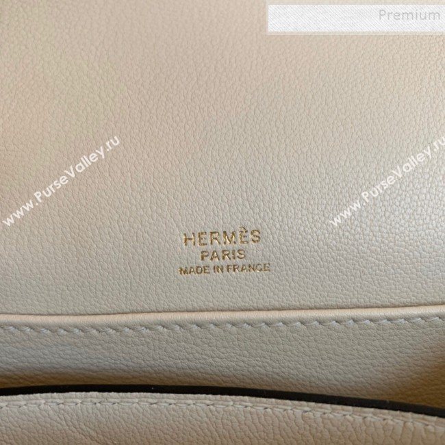 Hermes Sac Roulis 18cm Bag in Crocodile Embossed Calf Leather White/Gold 2019 (Half Handmade) (FLB-9120506)