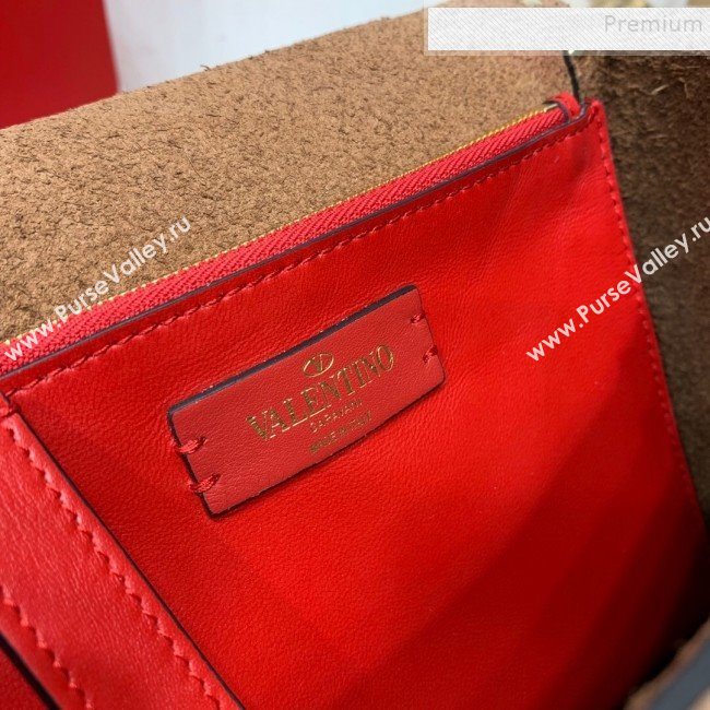 Valentino Rockstud Grainy Calfskin Vertical Bag 0182 Brown 2019 (XYD-9120510)