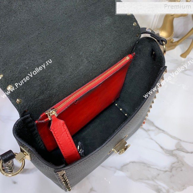 Valentino Rockstud Grainy Calfskin Vertical Bag 0182 Black 2019 (XYD-9120511)