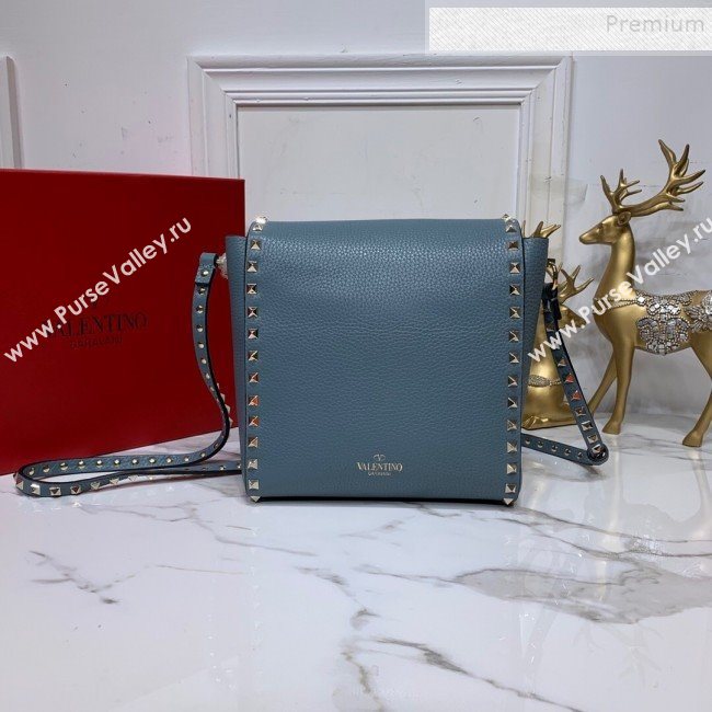 Valentino Rockstud Grainy Calfskin Vertical Bag 0182 Blue 2019 (XYD-9120512)