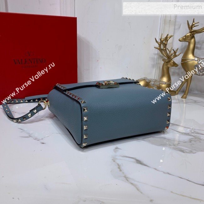 Valentino Rockstud Grainy Calfskin Vertical Bag 0182 Blue 2019 (XYD-9120512)