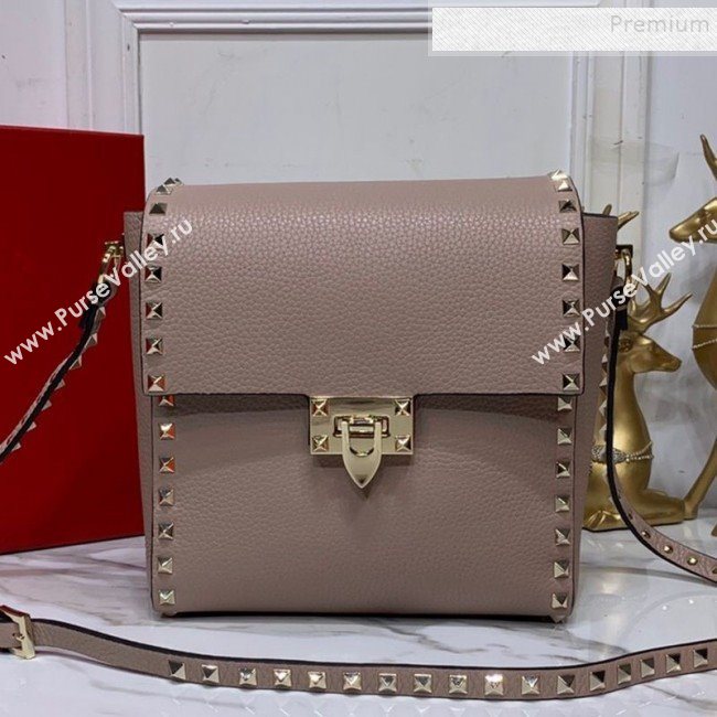 Valentino Rockstud Grainy Calfskin Vertical Bag 0182 Nude 2019 (XYD-9120513)