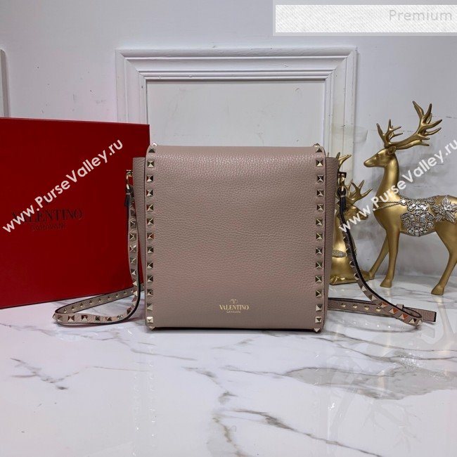 Valentino Rockstud Grainy Calfskin Vertical Bag 0182 Nude 2019 (XYD-9120513)
