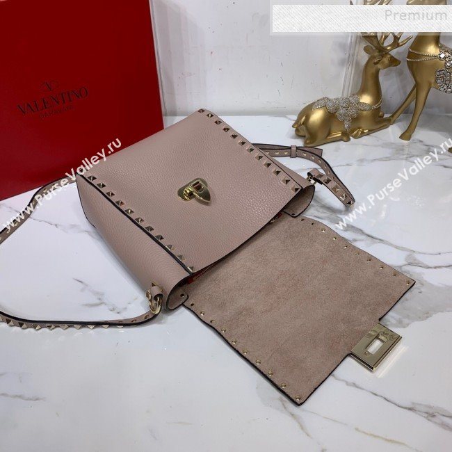 Valentino Rockstud Grainy Calfskin Vertical Bag 0182 Nude 2019 (XYD-9120513)