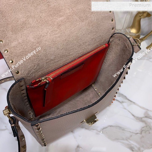 Valentino Rockstud Grainy Calfskin Vertical Bag 0182 Nude 2019 (XYD-9120513)