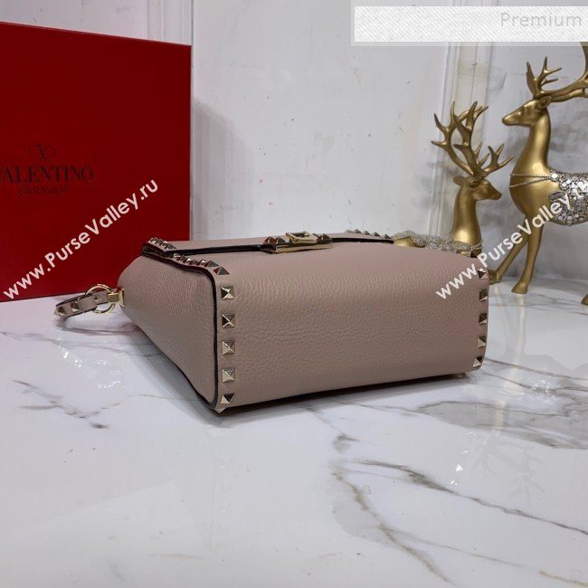 Valentino Rockstud Grainy Calfskin Vertical Bag 0182 Nude 2019 (XYD-9120513)