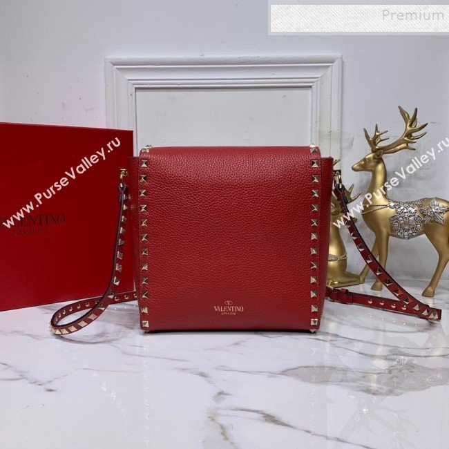 Valentino Rockstud Grainy Calfskin Vertical Bag 0182 Red 2019 (XYD-9120514)
