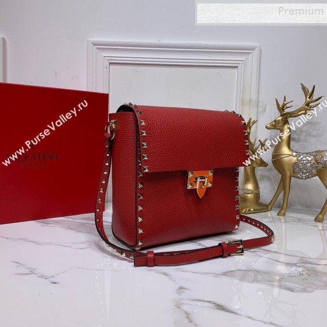 Valentino Rockstud Grainy Calfskin Vertical Bag 0182 Red 2019 (XYD-9120514)