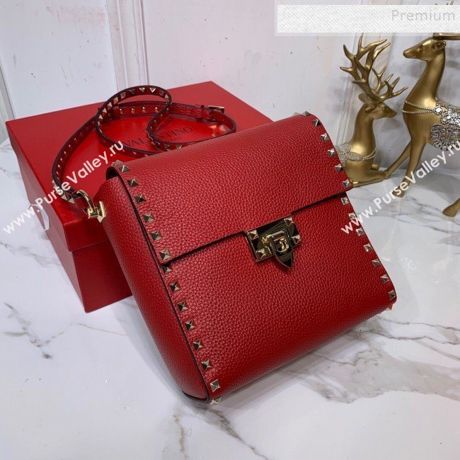 Valentino Rockstud Grainy Calfskin Vertical Bag 0182 Red 2019 (XYD-9120514)