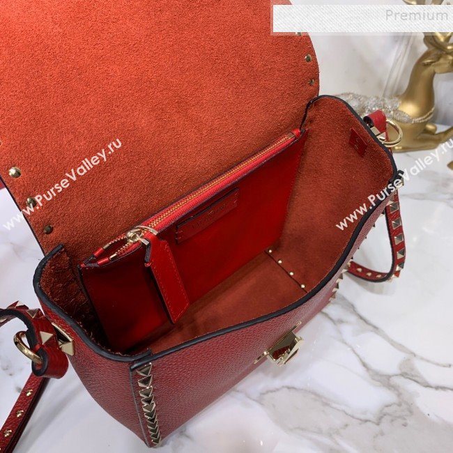 Valentino Rockstud Grainy Calfskin Vertical Bag 0182 Red 2019 (XYD-9120514)