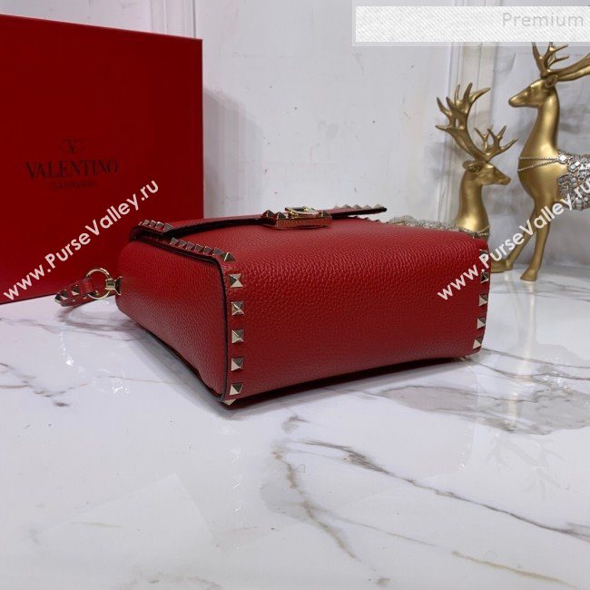 Valentino Rockstud Grainy Calfskin Vertical Bag 0182 Red 2019 (XYD-9120514)