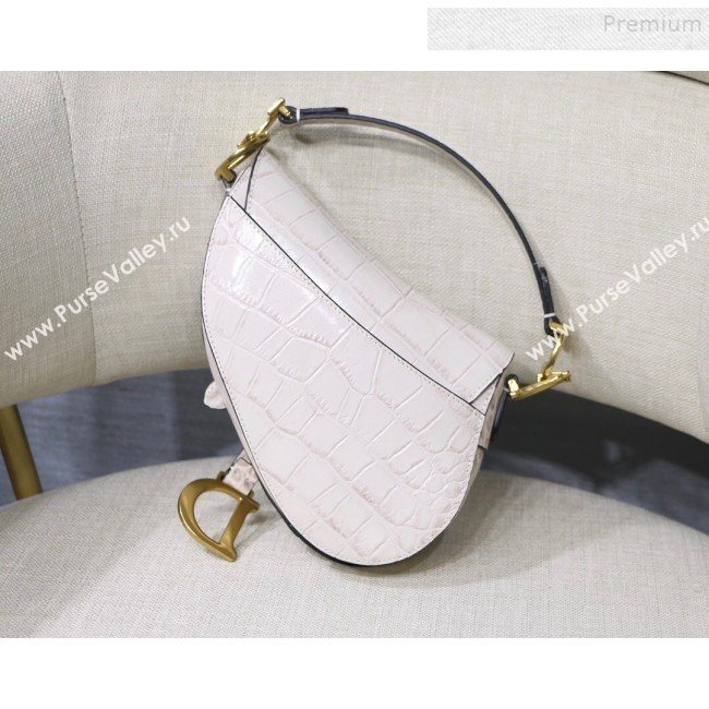 Dior Saddle Medium Bag in Crocodile Embossed Leather White 2019 (BINF-9120229)
