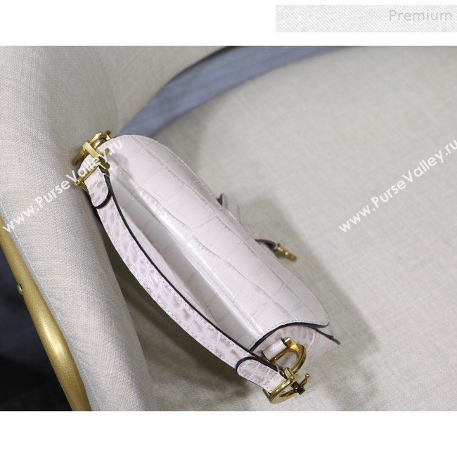 Dior Saddle Medium Bag in Crocodile Embossed Leather White 2019 (BINF-9120229)