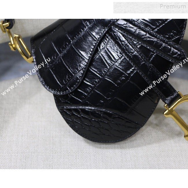Dior Saddle Medium Bag in Crocodile Embossed Leather Black 2019 (BINF-9120221)