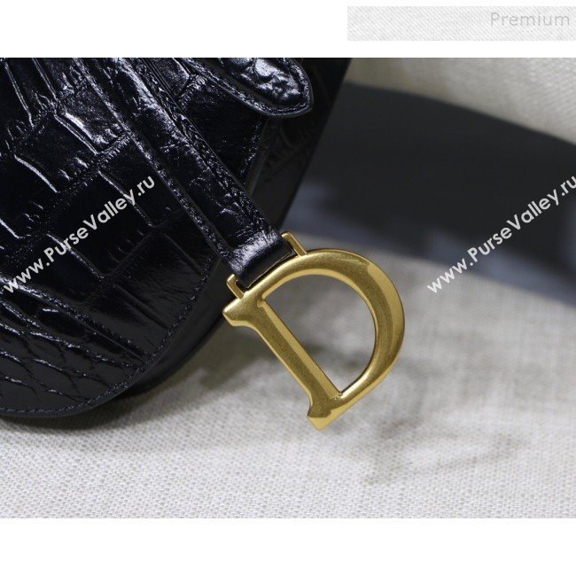 Dior Saddle Medium Bag in Crocodile Embossed Leather Black 2019 (BINF-9120221)