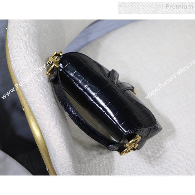Dior Saddle Medium Bag in Crocodile Embossed Leather Black 2019 (BINF-9120221)