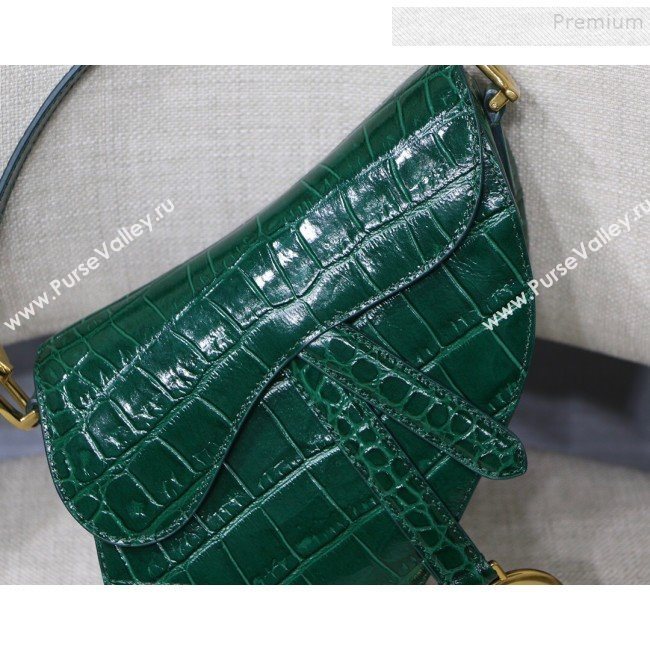 Dior Saddle Medium Bag in Crocodile Embossed Leather Green 2019 (BINF-9120231)