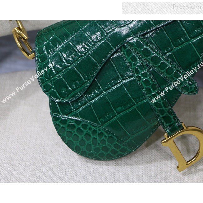 Dior Saddle Medium Bag in Crocodile Embossed Leather Green 2019 (BINF-9120231)