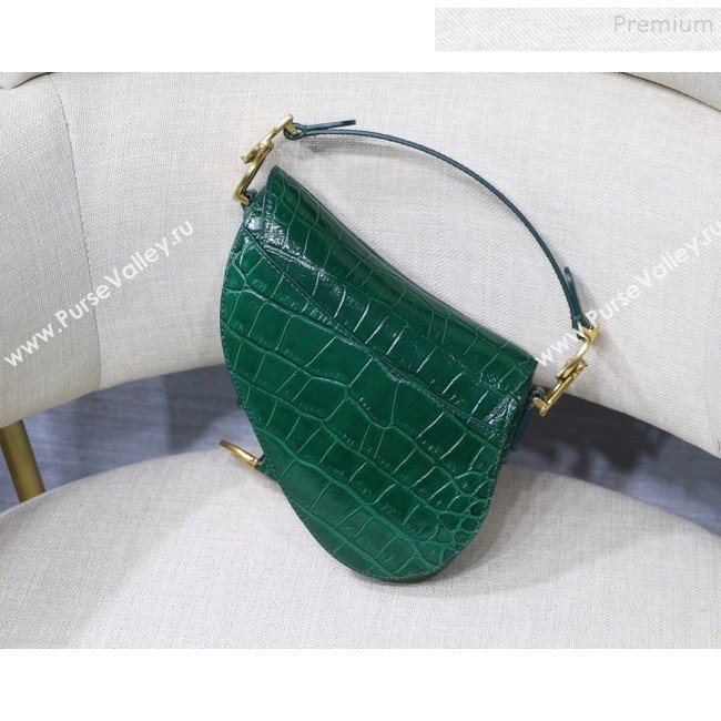 Dior Saddle Medium Bag in Crocodile Embossed Leather Green 2019 (BINF-9120231)