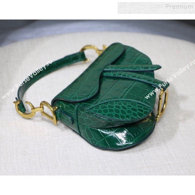 Dior Saddle Medium Bag in Crocodile Embossed Leather Green 2019 (BINF-9120231)