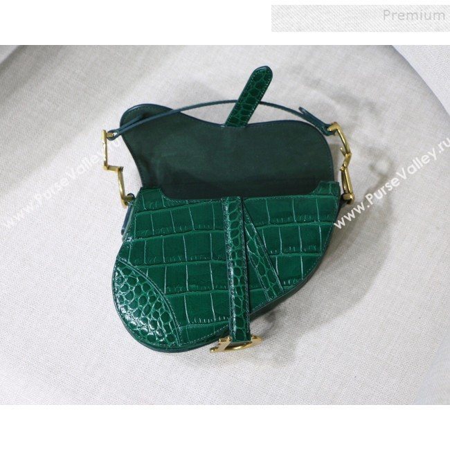 Dior Saddle Medium Bag in Crocodile Embossed Leather Green 2019 (BINF-9120231)