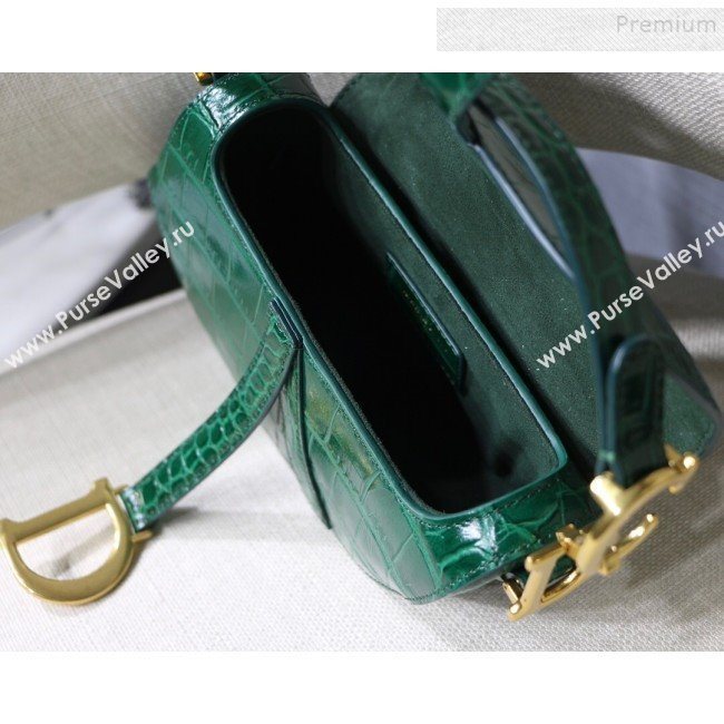 Dior Saddle Medium Bag in Crocodile Embossed Leather Green 2019 (BINF-9120231)